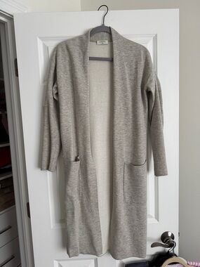 Babaton Light Gray Open-Front Long Cardigan